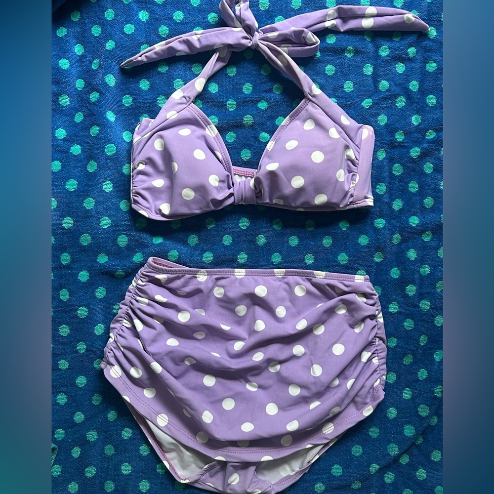 Polka Dot Purple Bikini Set